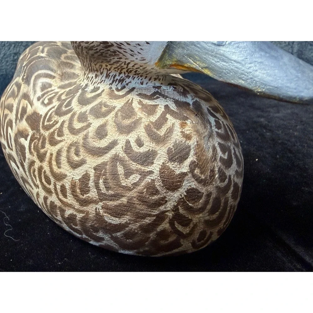Signed 2003 Hand Painted Wooden Duck Decoy Decorative Folk Art Brown